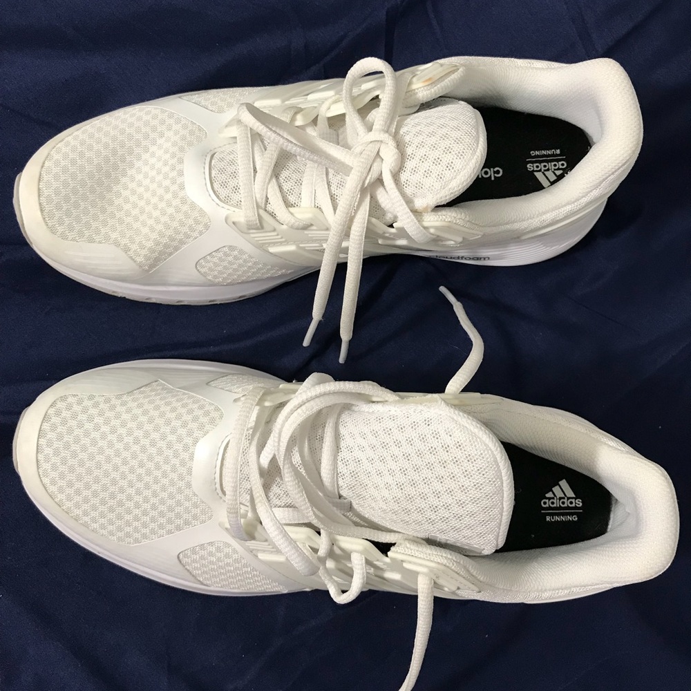 Adidas white shoes with cloudfoam